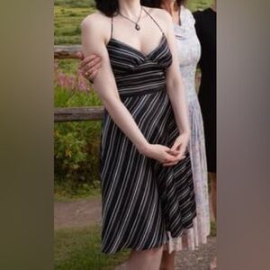 Black and white striped Midi dress